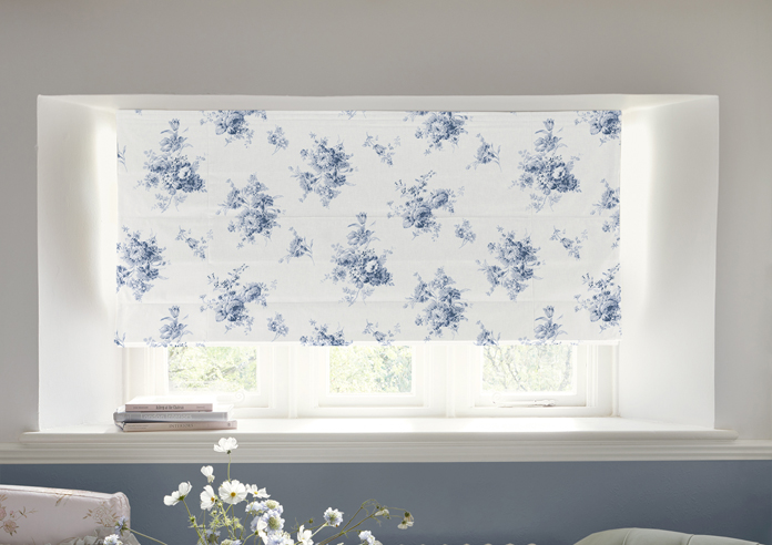 Shabby Chic by Rachel Ashwell Sunbleached Floral, China Blue - Roman Blind - Image 3